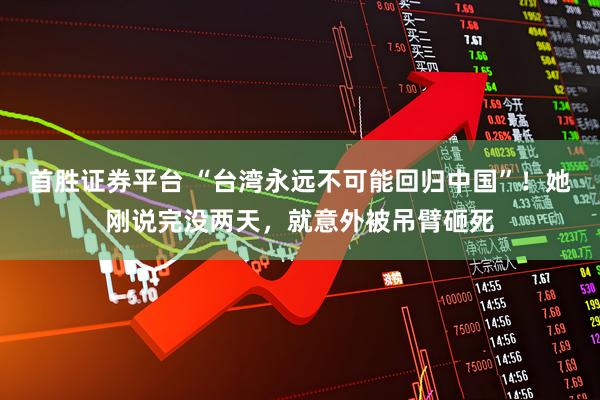 首胜证券平台 “台湾永远不可能回归中国”！她刚说完没两天，就意外被吊臂砸死